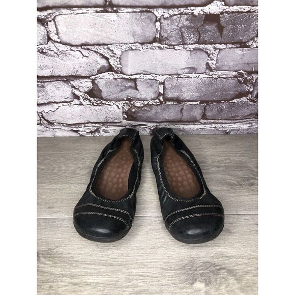 Taos Black Leather Slip On Elastic Ballet Flats Shoes Women Sz 39EU/8.5M US - Picture 15 of 16